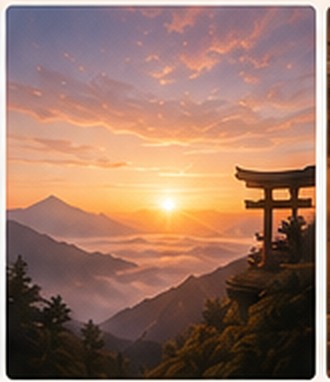 Golden sunrise over a sacred landscape